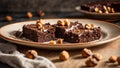 Chocolate brownie sweet nuts bake dessert pastry homemade delicious bakery cooking cake