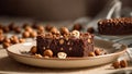 Chocolate brownie sweet nuts tasty slice pastry homemade delicious bakery cooking cake