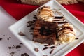 Chocolate Brownie with Vanilla Ice Cream Royalty Free Stock Photo