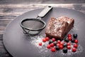 Chocolate brownies with berries Royalty Free Stock Photo