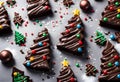 Chocolate brownies Christmas tree Royalty Free Stock Photo