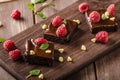 Chocolate brownies with mint