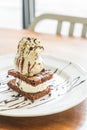 chocolate brownies with vanilla ice-cream Royalty Free Stock Photo