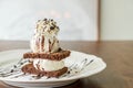 chocolate brownies with vanilla ice-cream Royalty Free Stock Photo