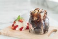 chocolate brownies with vanilla ice-cream
