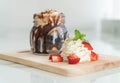 chocolate brownies with vanilla ice-cream Royalty Free Stock Photo