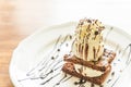 chocolate brownies with vanilla ice-cream Royalty Free Stock Photo