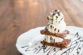 chocolate brownies with vanilla ice-cream Royalty Free Stock Photo