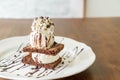 chocolate brownies with vanilla ice-cream Royalty Free Stock Photo