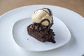 Chocolate brownies with vanilla ice cream Royalty Free Stock Photo