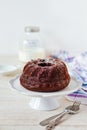 Homemade  chocolate bundt cake with icing sugar Royalty Free Stock Photo