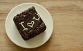 Chocolate butter cake decorate I love you for valentine day on dish