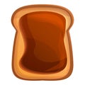 Chocolate butter toast icon, cartoon style