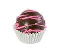 Chocolate cake ball with pink icing