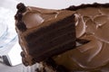 Chocolate Cake being sliced Royalty Free Stock Photo