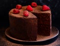 Chocolate cake with berries and ganache