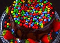 Chocolate Cake with butter cream icing and m&ms