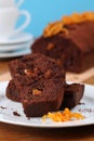 Chocolate cake with candied orange peel Royalty Free Stock Photo
