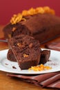 Chocolate cake with candied orange peel Royalty Free Stock Photo