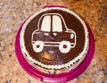 Chocolate cake and car drawing Royalty Free Stock Photo