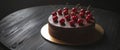 Chocolate Cake with Cherries on Dark Table Royalty Free Stock Photo