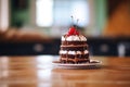 chocolate cake with cherries on top, whipped cream Royalty Free Stock Photo