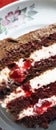 chocolate cake, cherry, black forest pie, whipped cream, stuffed layers