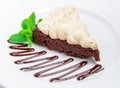 Chocolate cake with chocolate creame on white