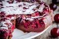 Chocolate cake Clafoutis with cherries closeup Royalty Free Stock Photo