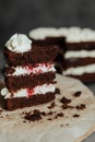 Chocolate cake with cream and raspberries