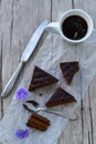 Chocolate cake and cup of coffee Royalty Free Stock Photo