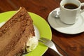 Chocolate Cake and Cup of Espresso Coffee Royalty Free Stock Photo