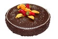 Chocolate cake decorated with fruit