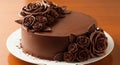Chocolate Cake with Decorative Chocolate Roses Royalty Free Stock Photo