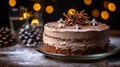 chocolate cake, Delicious tasty homemade cake wow background for Christmas