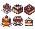 Chocolate Cake Dessert pixel art elements Royalty Free Stock Photo