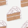 Chocolate cake doodle seamless pattern