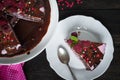 Chocolate cake with fresh berries. Royalty Free Stock Photo