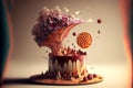 Chocolate cake. Generative AI illustration.