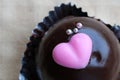 Chocolate cake with heart shaped homemade bakery in Valentine celebration special day