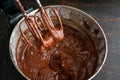 Making Chocolate Frosting in a Stand Mixer Royalty Free Stock Photo