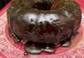 Chocolate cake `Kuglof` with melted chocolate Royalty Free Stock Photo