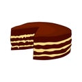 Chocolate cake. light cream. Logo for the confectioner. Hand drawing. Vector illustration. Confectioner design elemen.