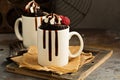 Chocolate cake in the mug Royalty Free Stock Photo