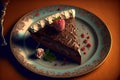 Chocolate cake. Generative AI illustration.