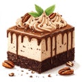 Chocolate Cake with Pecan Topping and Drizzle Illustration Royalty Free Stock Photo