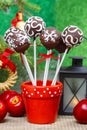 Chocolate cake pops in christmas setting Royalty Free Stock Photo