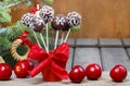 Chocolate cake pops in christmas setting Royalty Free Stock Photo