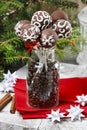 Chocolate cake pops in christmas setting Royalty Free Stock Photo