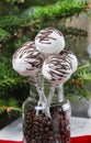 Chocolate cake pops in christmas setting Royalty Free Stock Photo